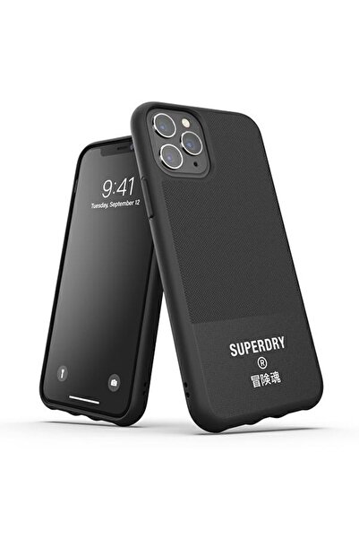 SUPERDRY Husă turnată din pânză pentru iPhone 11 Pro Max, negru
