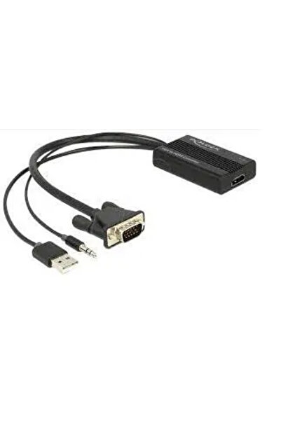 DELOCK Adaptor AV D-Sub (VGA) - HDMI + USB-A + Jack 3.5mm negru (62597)