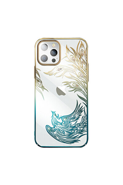 Kingxbar Phoenix Swarovski Apple iPhone 14 auriu-albastru