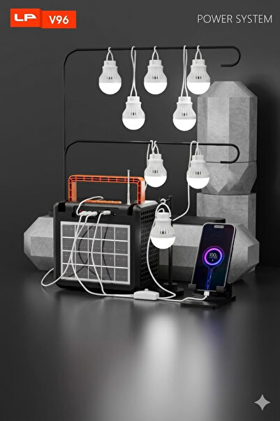 KATJMER Solar 10W Güneş Enerjili Şarj Sistemi, Bluetooth Hoparlör, 4500 mAh P...
