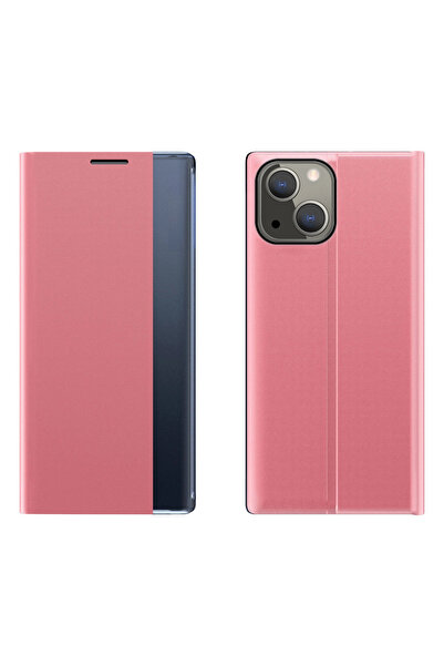 Hurtel Husă tip carte cu fereastră inteligentă pentru iPhone 13 mini, roz