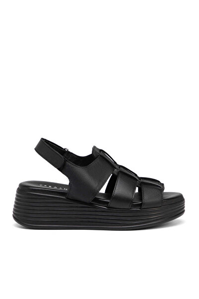 Tergan Siyah Hakiki Deri Kadın Sandalet - K25Y1SN67987-A23