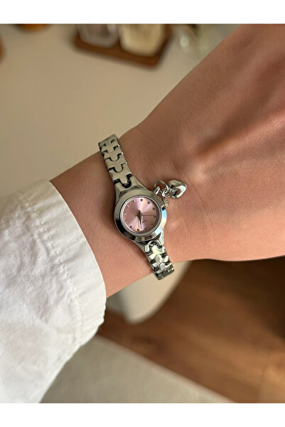 RoseandRoses Tiny Heart Charmlı Puzzle Cord Minimal Women's Wristwatch Silver...