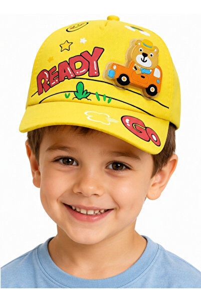 İrem Çocuk Giyim Boy/Girl Teddy Bear Detailed Hat with Go Written and Adjusta...