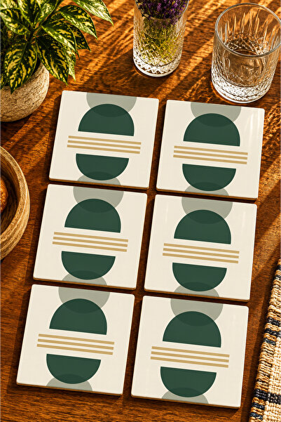JHAAR Abstract - Bohemian - Geometric Themed Modern Set of 6 Coasters - Uv Pr...