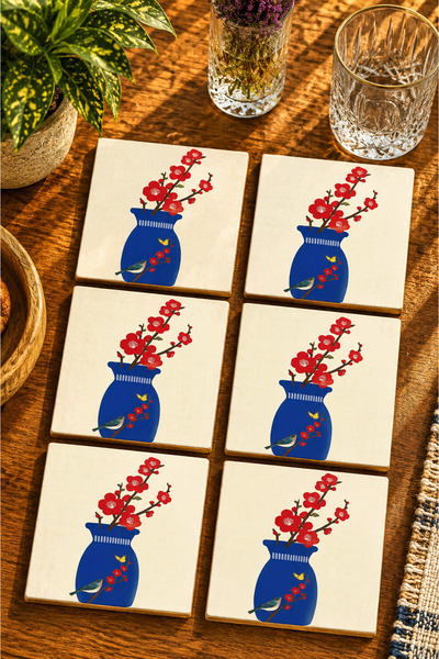 JHAAR Blooming Time Modern Design Set of 6 Coasters - Uv Printing Mdf - 10X10 cm