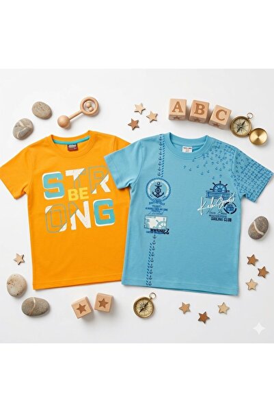 Victorino Set doua tricouri cu maneca scurta din bumbac
