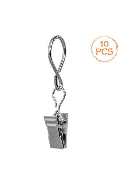 Zumzeria Set of Curtain Hooks with Metal Clips - 10pcs