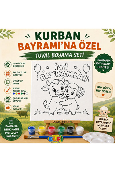 ELFİTOYS Elfi Kurban Bayramı Özel Tuval Boyama Seti – Çocuklar İçin Eğitici v...