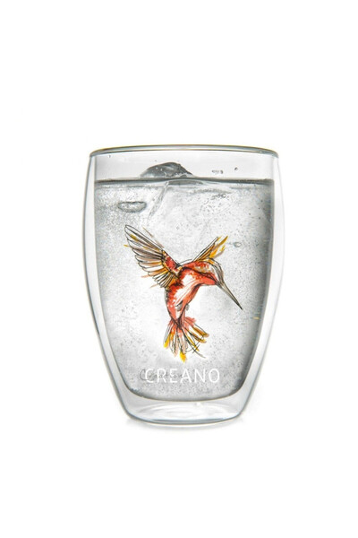Creano Pahar Hummi, 250 ml, sticlă borosilicată, cu perete dublu, decorație c...
