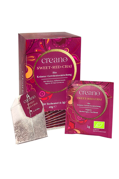 Creano Ceai Organic Chai Rosu Dulce, 20 plicuri, hibiscus și condimente, gust...