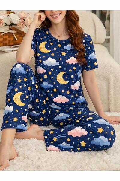 PEMBİŞ HOMEWEAR Night Sky Short Sleeve Pajama Set