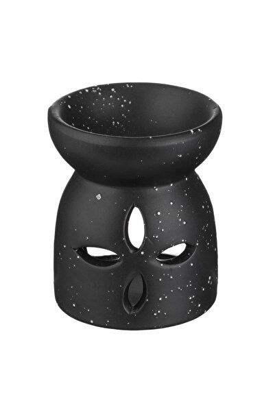 Zumzeria Suport ceramic negru mat cu model floral perforat pentru ulei aromat...