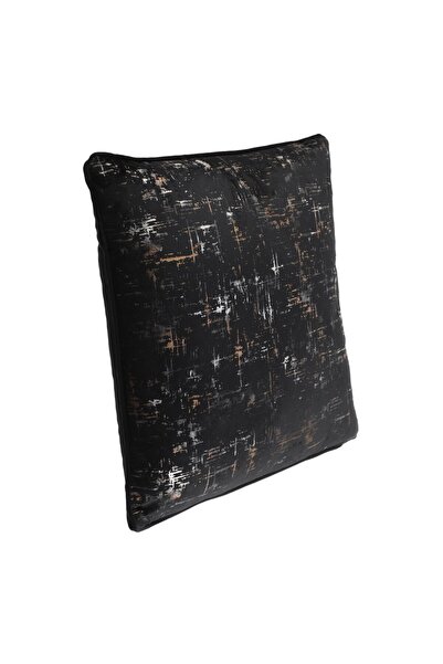 Zumzeria Black Velvet Decorative Pillow with Gold Foil for Sofa 45x45cm
