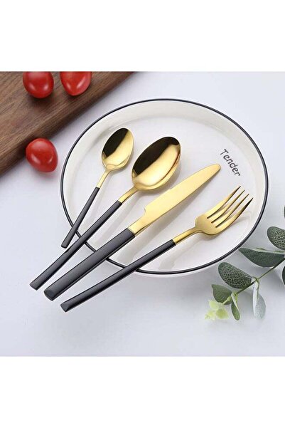 Sunhome 4 Piece Stainless Steel Cutlery Set Black/Gold