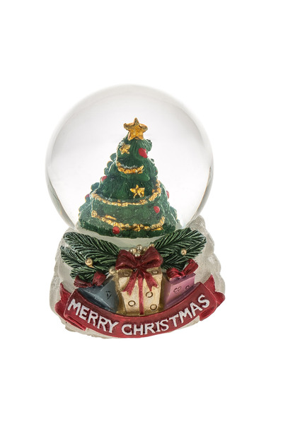 Zumzeria Christmas Decorative Snow Globe with Decorated Tree "Merry Christmas...