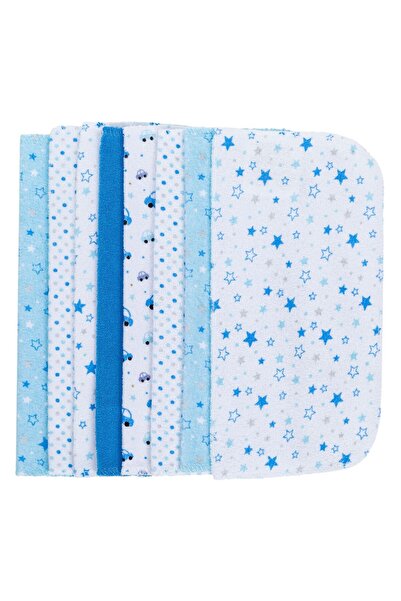 Zumzeria Blue Baby Towels with Dots and Stars for Children 25x25cm - 8pcs