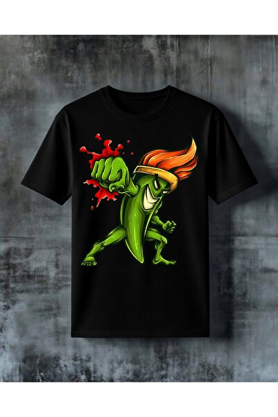 COMVİCHO Biber Canli Kapali Musti Printed Oversize T-Shirt