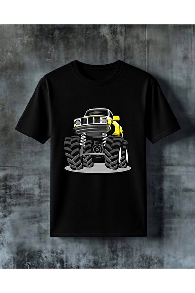 COMVİCHO Monster Car Sari Tasit Printed Oversize T-Shirt