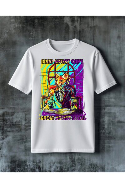 COMVİCHO Good Artist Copy Color Graphic Printed Oversized T-Shirt