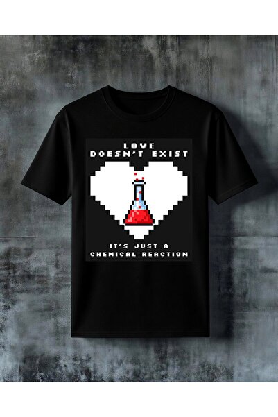 COMVİCHO Love Chemistry Pixel Art Printed Oversize T-Shirt