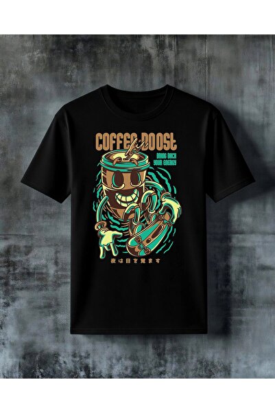 COMVİCHO Coffee Overdose Energy Printed Oversize T-Shirt