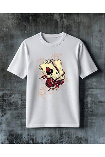 COMVİCHO Card Game Dice Sans Printed Oversize T-Shirt