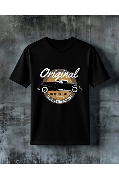 COMVİCHO Classic Car Retro Logo Printed Oversize T-Shirt