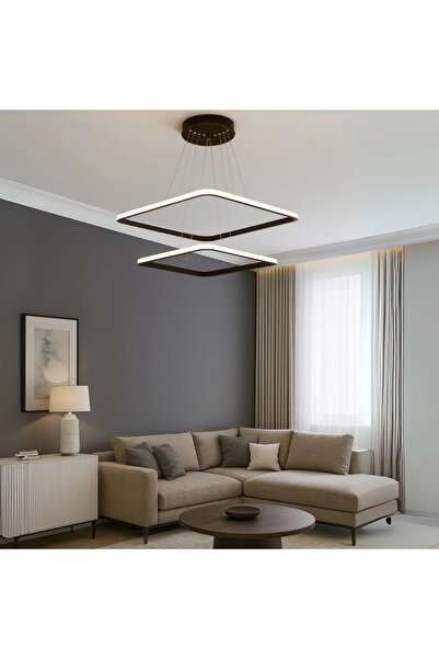 Elektroyou Maria Siyah Kare 3 Renk Ledli Avize Sarkık 2'Li Ledli Avize Modern...