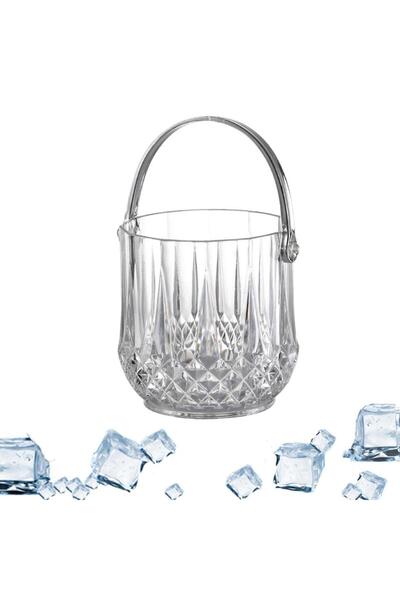 Choice Clear Round Ice Bucket Ice Tub and Tongs with Handle Bucket for Restau...