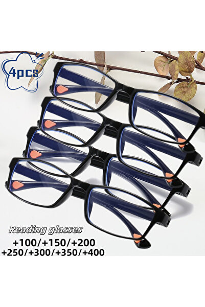Choice1 300 4pcs black Anti-blue Light Reading Glasses Thick Black Framed Gla...