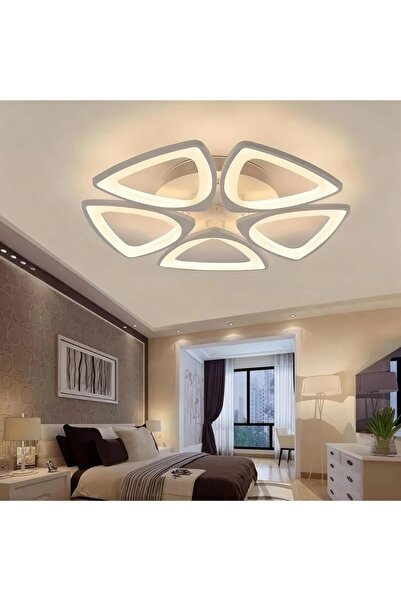 Elektroyou MS55005-5 Beyaz 3 Renk Ledli Plafonyer Lüks Modern 5'li Avize Ledl...
