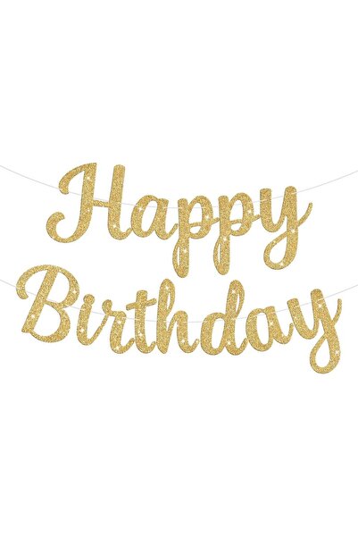 Choice5 Gold Glitter Happy Birthday Banner Sign, Birthday Garland Wall Door B...