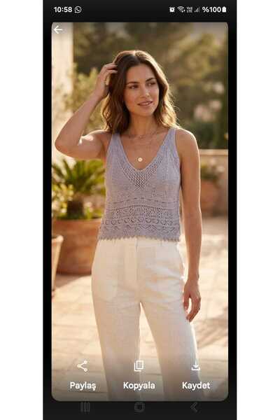 Sashaa Collection Openwork Strap Lace Detailed Crop Blouse