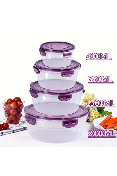 Choice1 Purple 8pcs Set of 4 Containers with 4 Lids,transparent Food Storage ...
