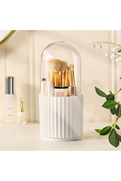 Choice WHITE 360 Rotating Clear Makeup Brush Organizer Transparent Desktop Co...