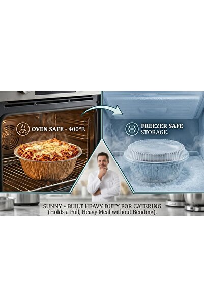 Sunny Your Bright choice Disposable Aluminium Foil Containers with Lids 2200ml – Pack of 6 Heavy Duty Food Trays for Biryani, Meal Prep