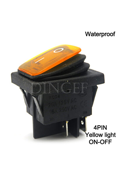 Choice5 1PCS 4PIN Yellow 1PCS KCD4 Waterproof Latching Rocker Toggle Switch 4...