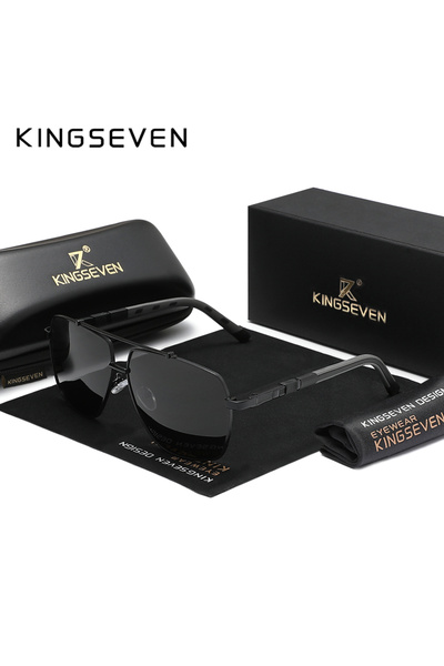 Choice نظارات شمسية مستقطبة فاخرة من KINGSEVEN باللون الأسود والرمادي للرجال،...