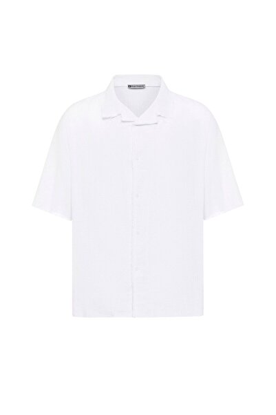 S13 Store Seamless short sleeve pocketless oversize linen shirt