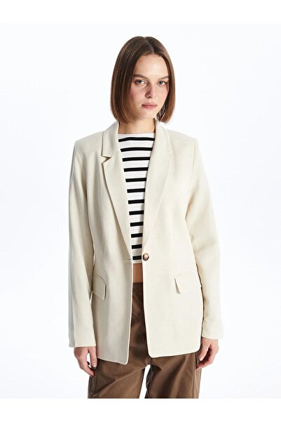 LC Waikiki Straight Long Sleeve Linen Blend Women's Blazer Jacket (S4)