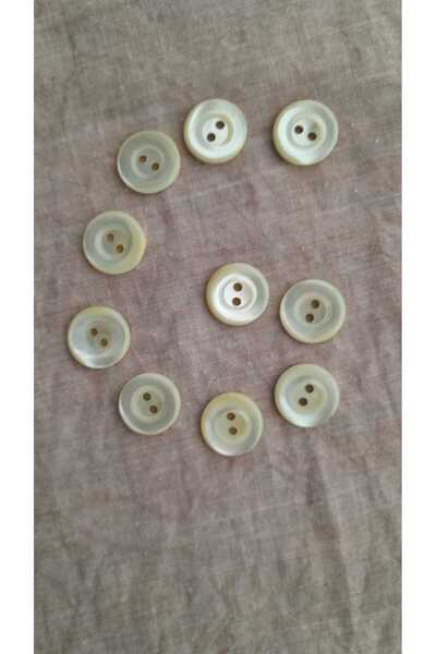 ILERI EUROPE Natural Trokas Genuine Pearl Mussel Shell Button 12 mm 10 Pcs