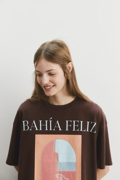 H&M Baskılı Oversize Tişört