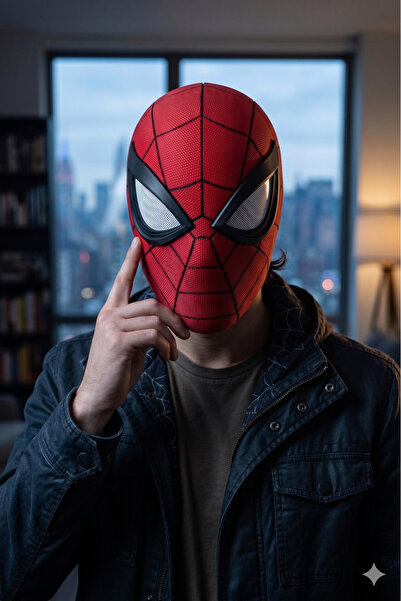 ART3 Klasik Spider-Man Örümcek Adam Profesyonel Cosplay Maskesi Kırmızı Mıkna...