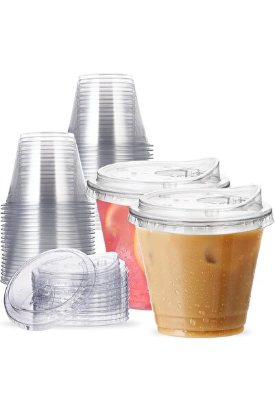All Clear Plastic Cups with Lids (24 Pack) 9oz Reusable Cups Leak-Proof for I...