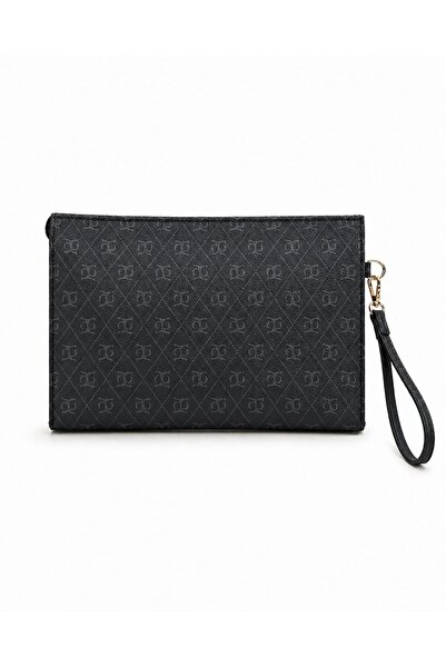 Timburly Kadın Monogram Baskılı Clutch El Çantası Şık ve Günlük Kullanım Portföy Çanta