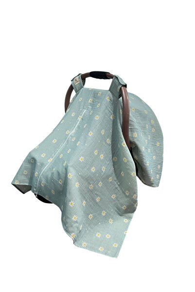 Ponchik 100% Cotton Double Layer Muslin Zippered Stroller Cover 100X90 cm Got...
