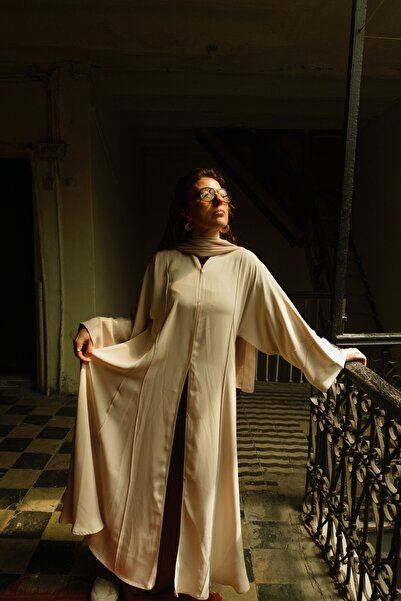 LOULOUABAYA&STUDIO Premium Kore İpeği Detaylı Abaya - ŞAL HEDİYELİ