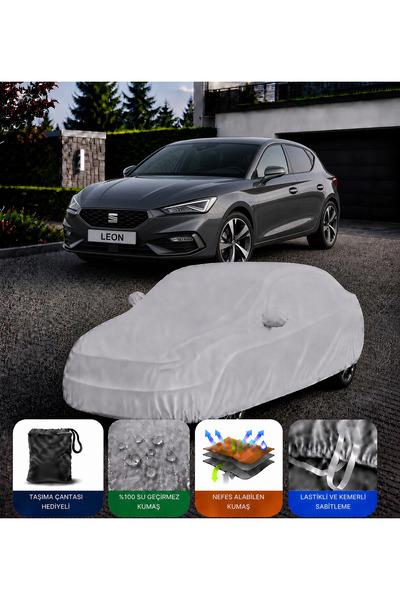 COCEM Seat Leon Premium Araç Brandası Su Geçirmez UV Korumalı Tam Koruma Gri ...