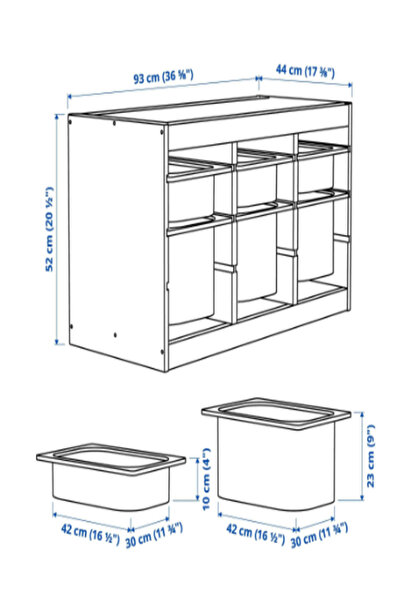 IKEA TROFAST saklama ünitesi, çam-beyaz, 93x44x52 cm